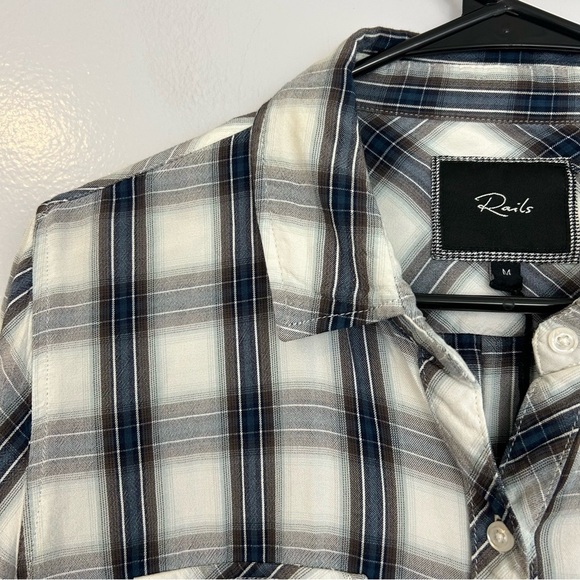 Rails Button Down Rayon Wester Collared Shirt White, Blue, Brown Size Medium - Picture 4 of 10